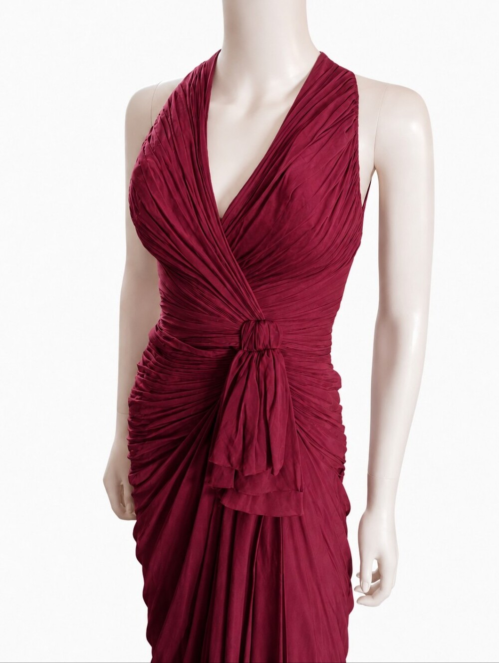 ZUHAIR MURAD | 100% Silk Draped Halter Evening Gown Burgundy US 4 Fits like US 0